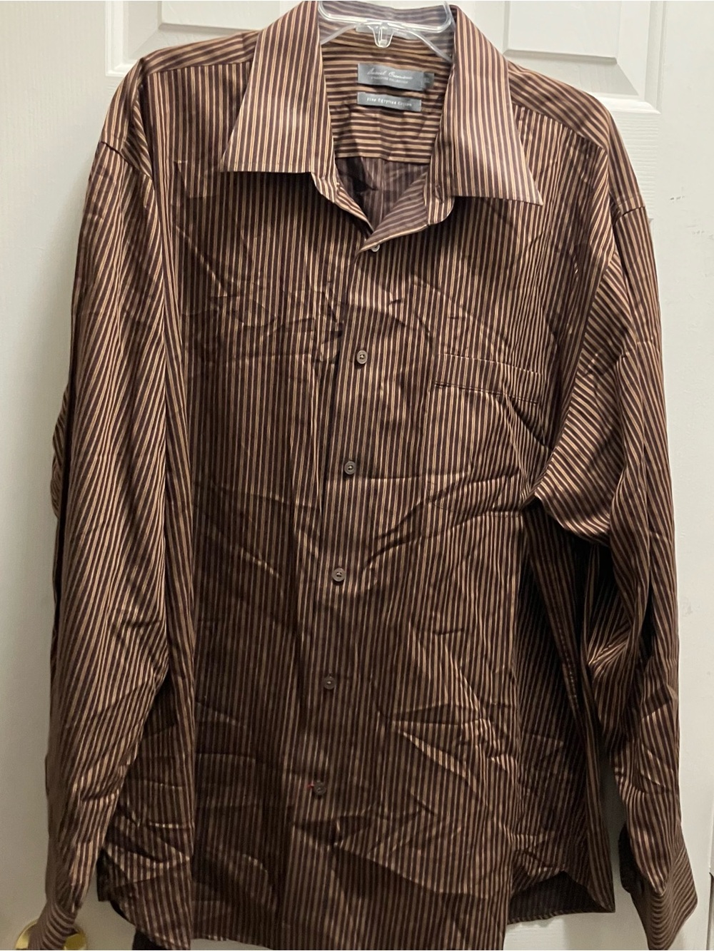 Daniel Cremieux Men's Long Sleeve Shirt Rustic Brown Striped Size XXL
